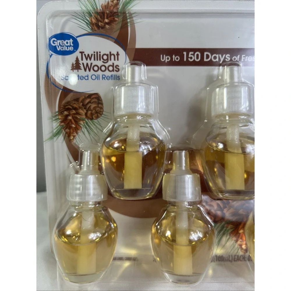 5 pack Great Value Twilight Woods Scented Oil Refills  New Sealed Fall‎ Scent